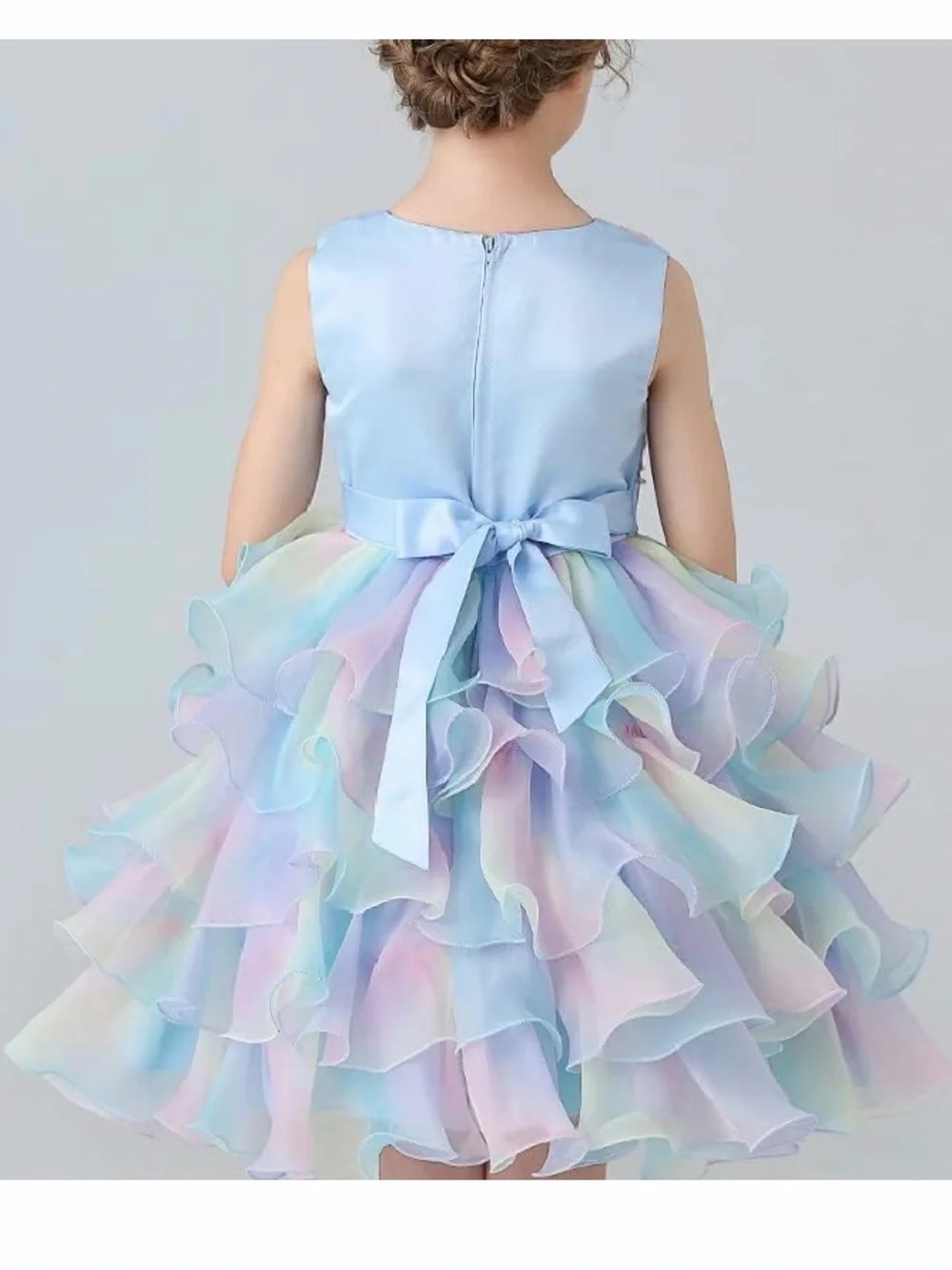 SHEIN Pastel Ruffle Bow Party Dress for Girls - Blue, Pink, Lavender Size 110 4T